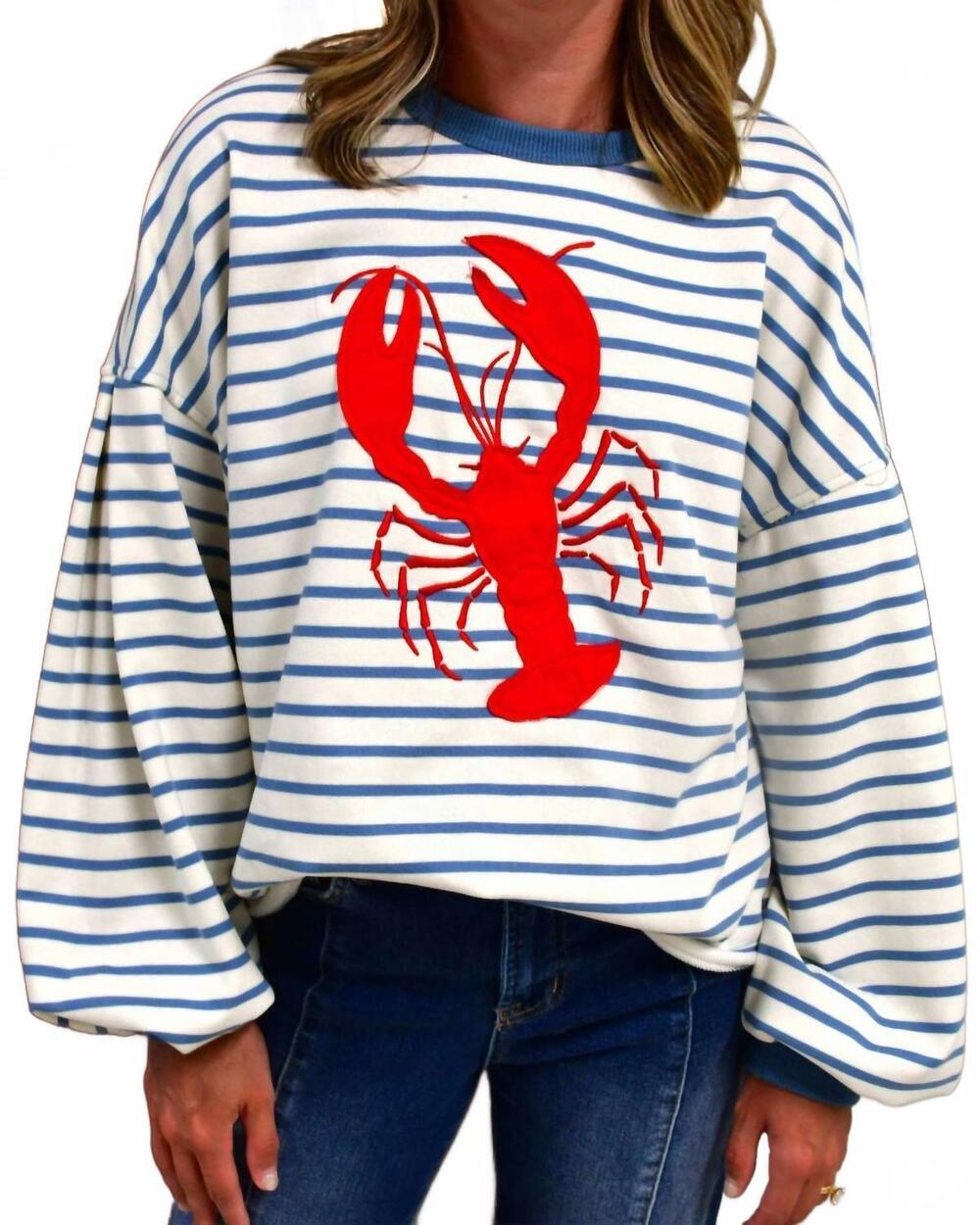 NEW VERY J lobster stripe long sleeve top in blue mix